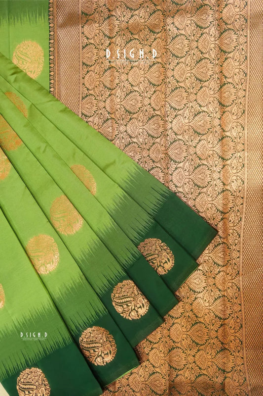 GREEN CHAKRA MOTIF SEMI SILK SAREE