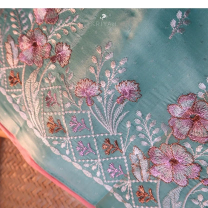 Semi Tussar embroidered Saree