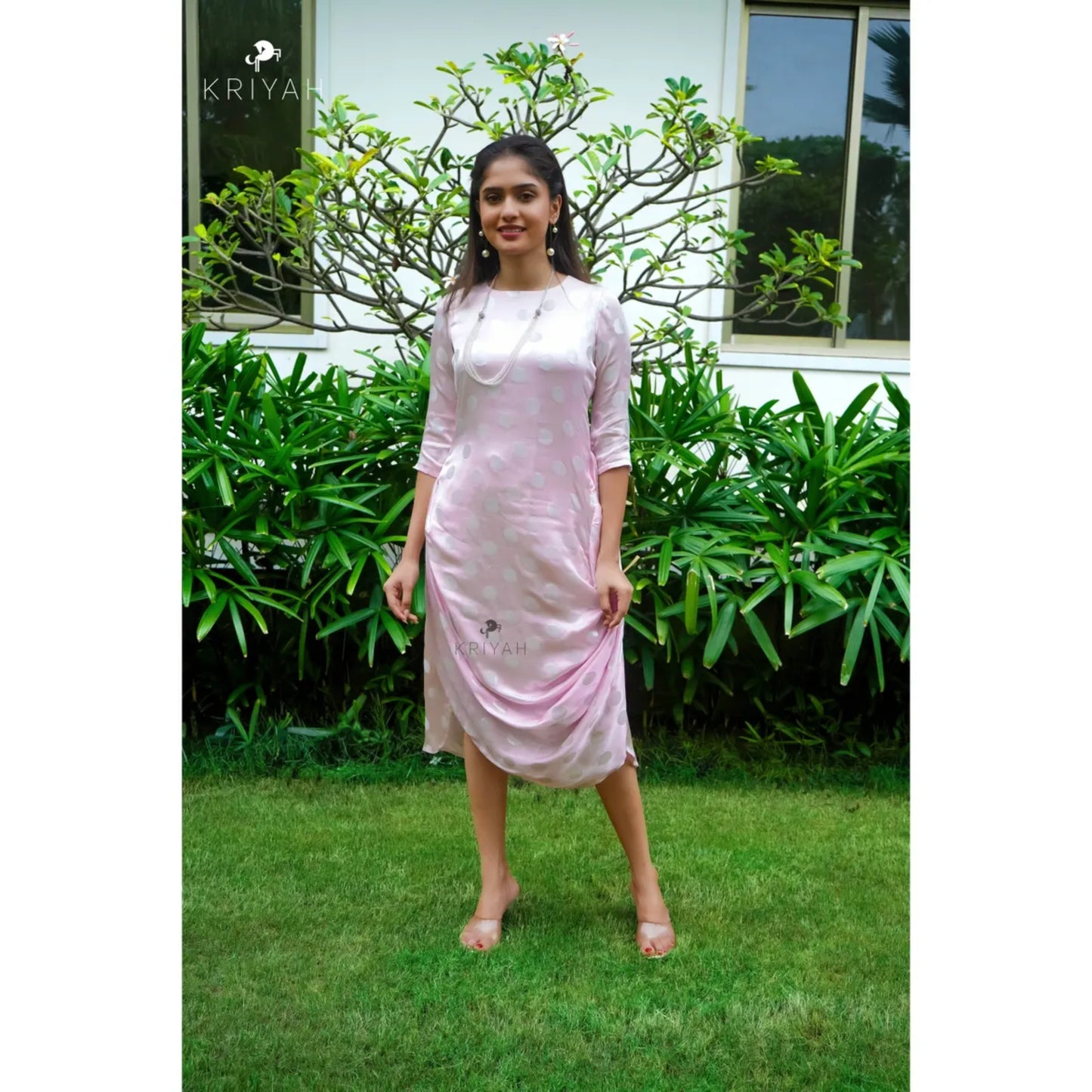 Powder Pink Drape Dress