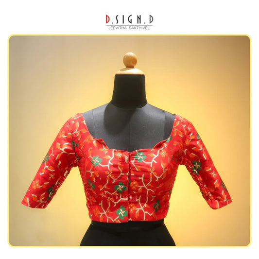 Red Banaras Size Flex blouse