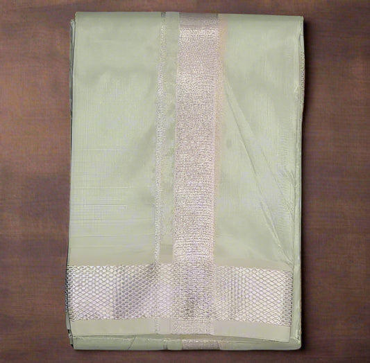 Pastel green Semi silk dhoti  & Shirt ( unstitched)