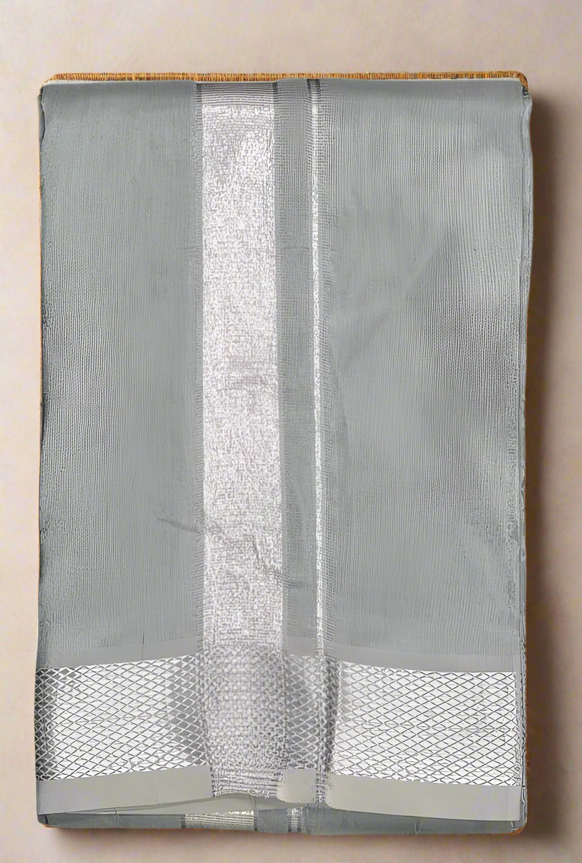 Grey Semi silk dhoti  & Shirt ( unstitched)