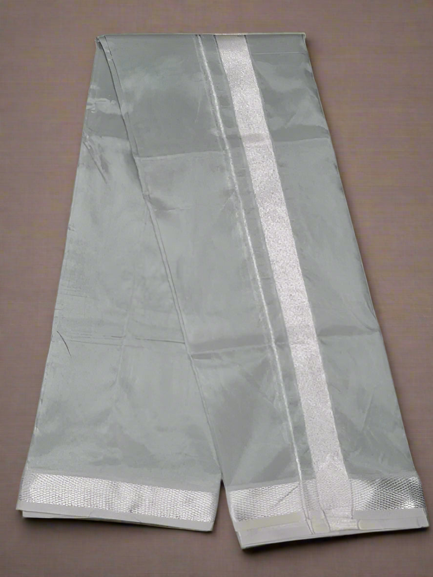 Grey Semi silk dhoti  & Shirt ( unstitched)