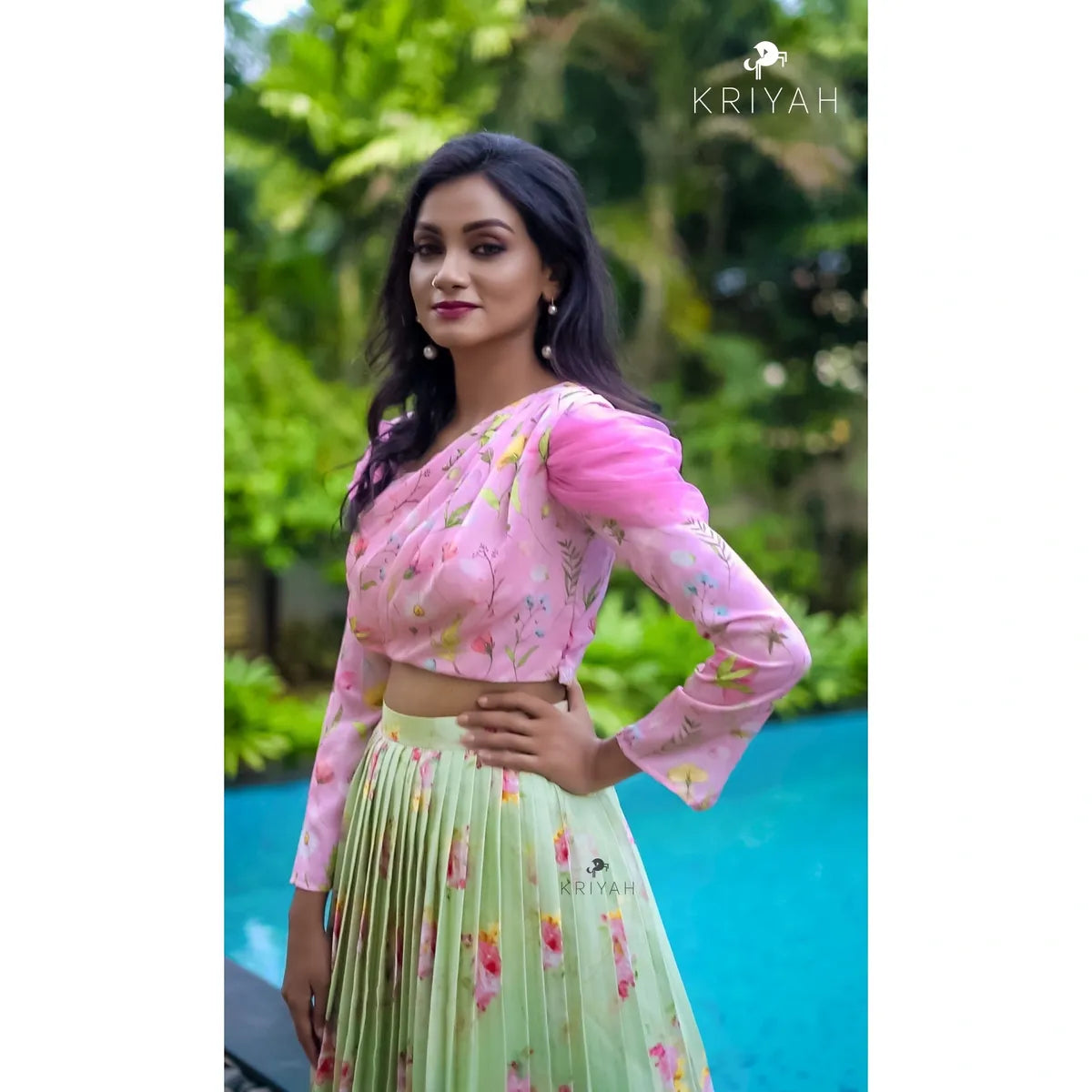 Floral Pleated Lehenga