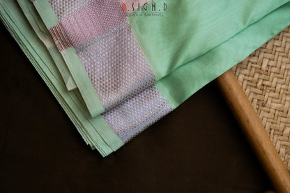 Sea Foam Green Semi silk dhoti & Shirt ( unstitched)