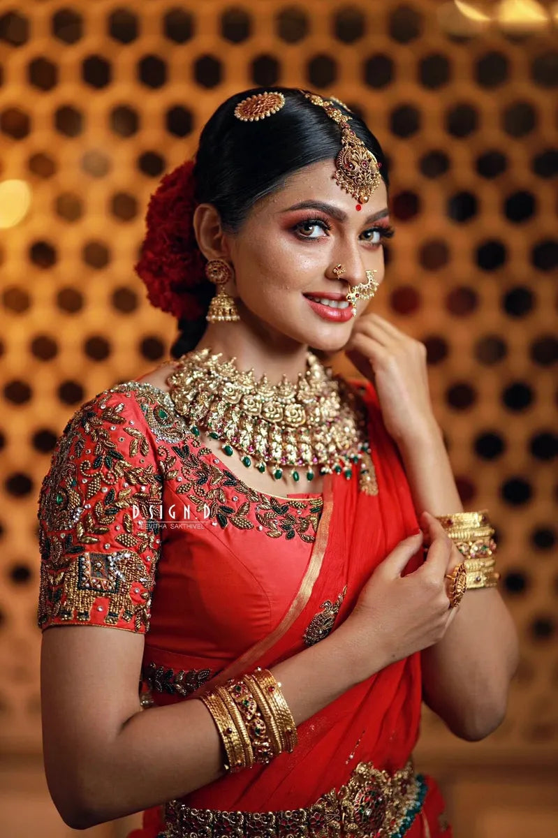 Red Silk Half Saree