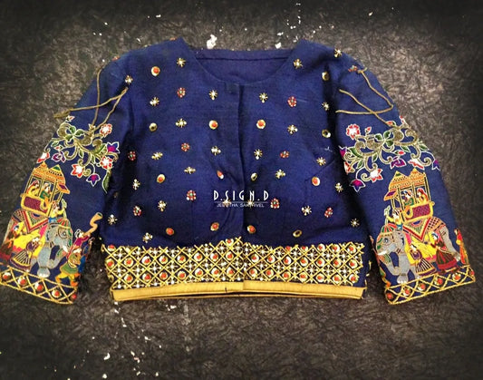 Navy Blue Palanquin Blouse