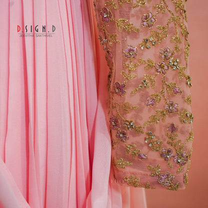 Pink Georgette Ruffle Lehenga