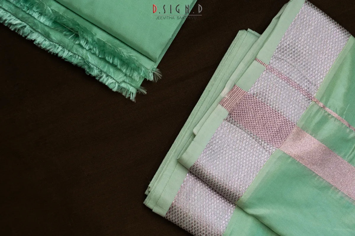 Sea Foam Green Semi silk dhoti & Shirt ( unstitched)