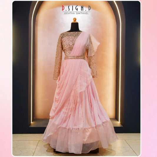 Pink Georgette Ruffle Lehenga