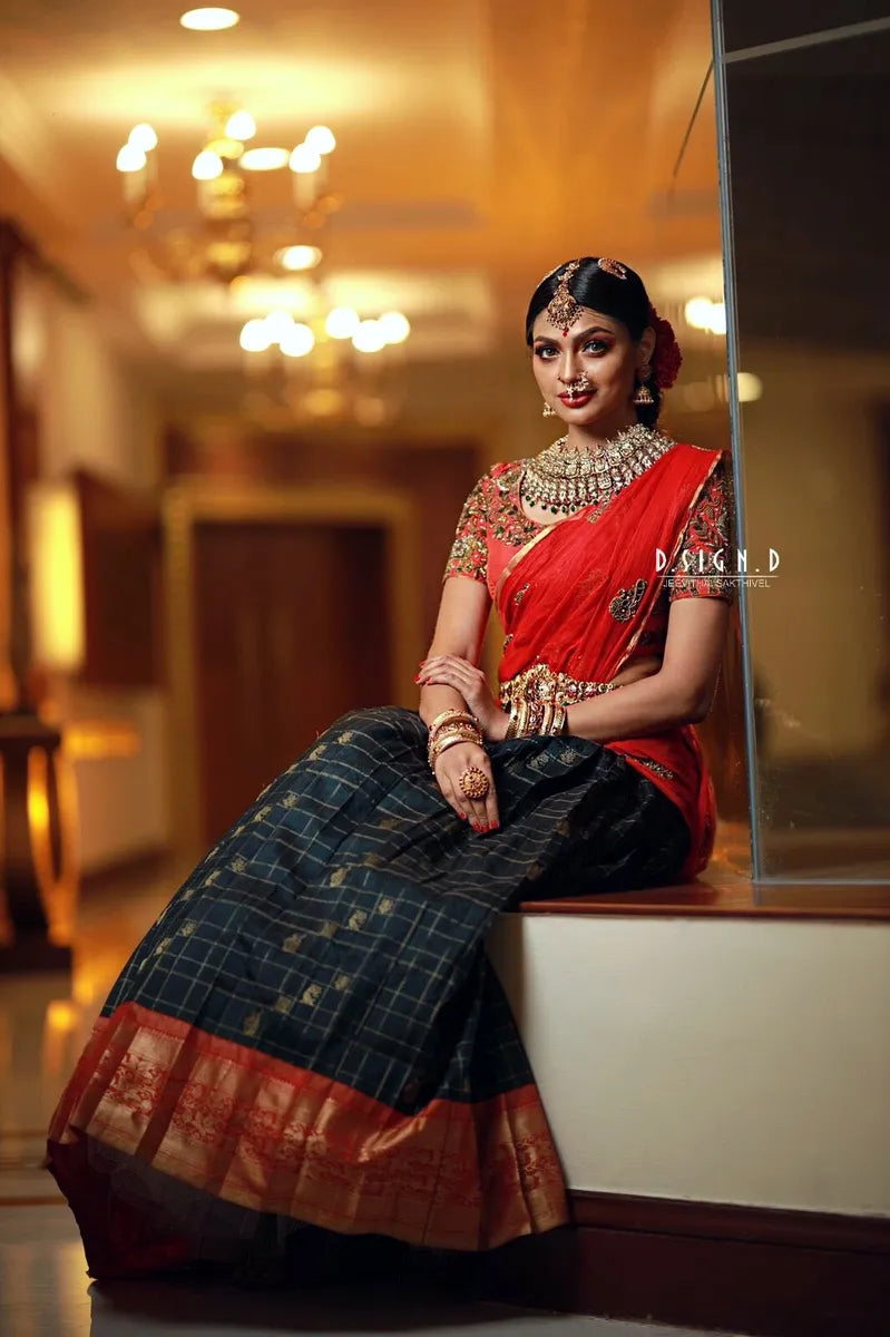 Red Silk Half Saree