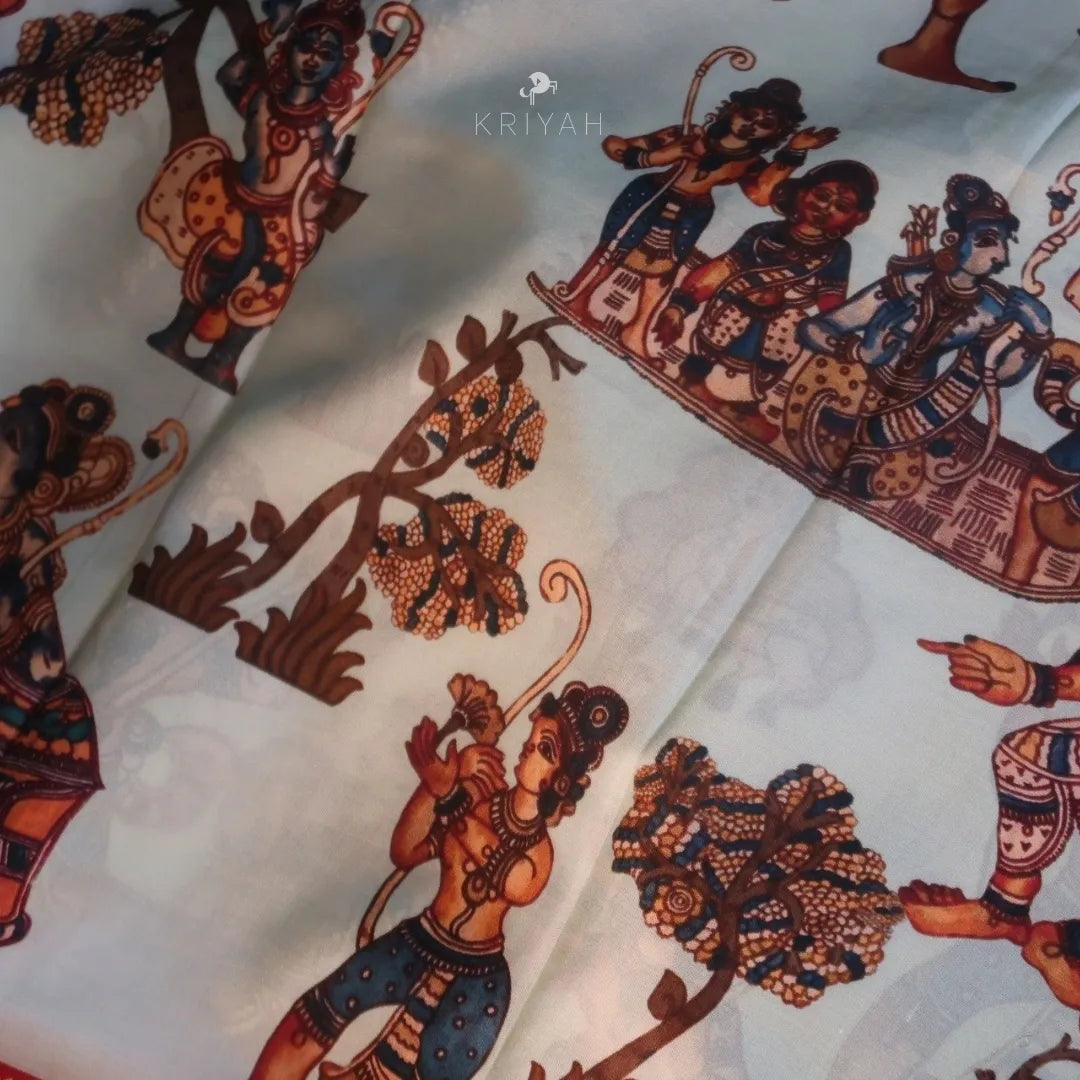 Kalamkari Printed Kanjeevaram Silk Saree