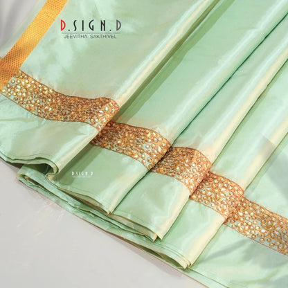 Green Semi silk dhoti