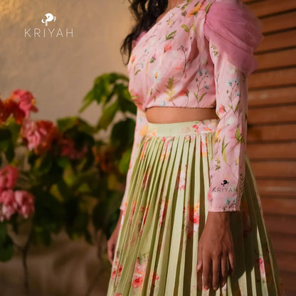 Floral Pleated Lehenga