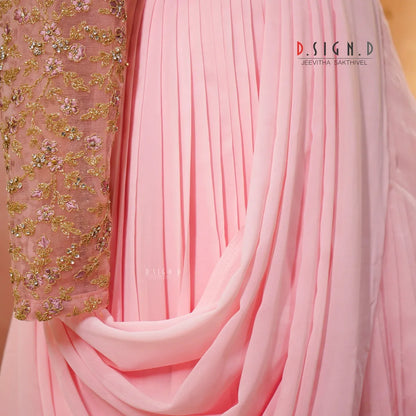 Pink Georgette Ruffle Lehenga