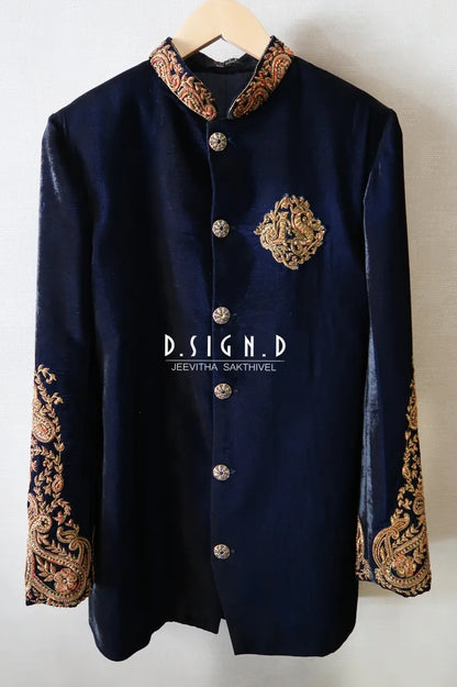 Blue Velvet Bandhgala Jacket