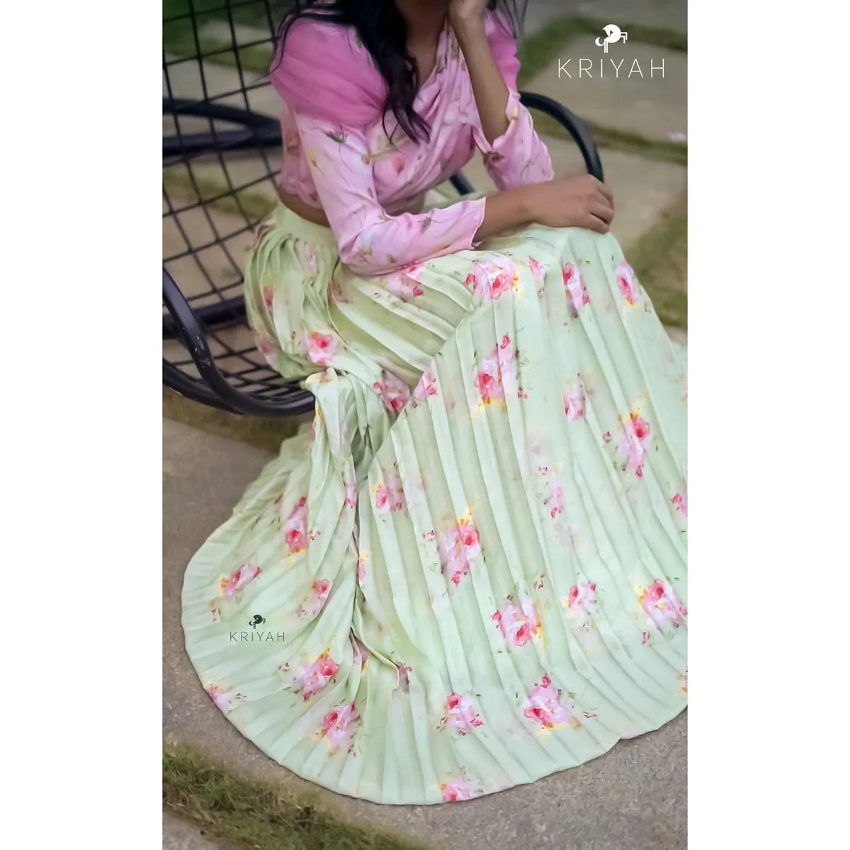 Floral Pleated Lehenga