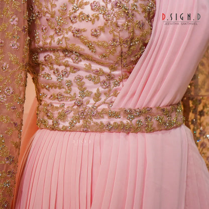 Pink Georgette Ruffle Lehenga