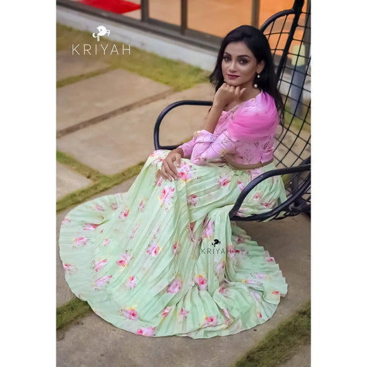 Floral Pleated Lehenga