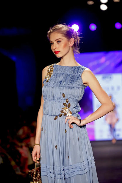 Blue Pleated dress