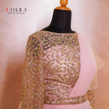 Pink Georgette Ruffle Lehenga